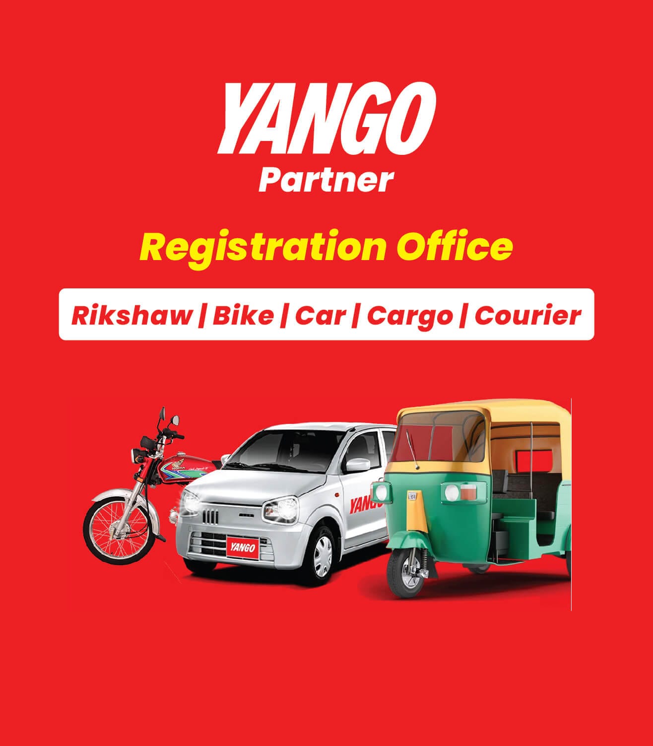 Join Yango – Driver Registration for Rickshaw, Car, Bike, Cargo in Karachi, Lahore, Islamabad, Multan, Faisalabad | Yango Economy, Comfort, Moto, Tuk Tuk